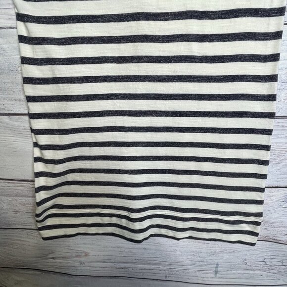 Banana Republic Dress Women Size L 3/4 Sleeve Shift Striped Black White Cotton - Picture 3 of 11